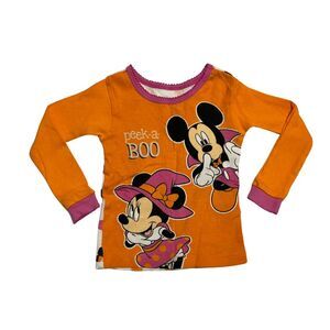 Mickey & Minnie Mouse Pajamas Size 24M Long Sleeves Orange & White